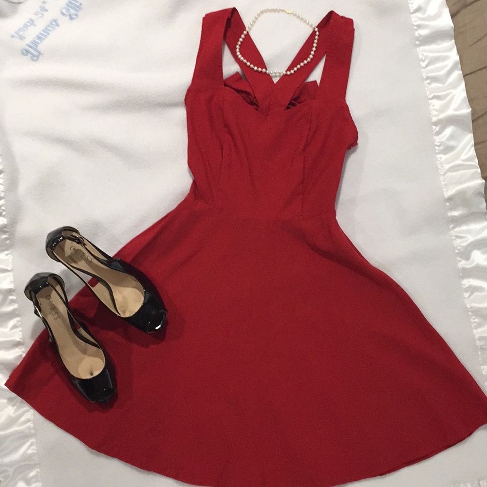 Flirty Red Dress with bow- twirly and fun! ♥️